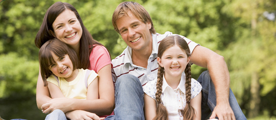 photo of family by a river